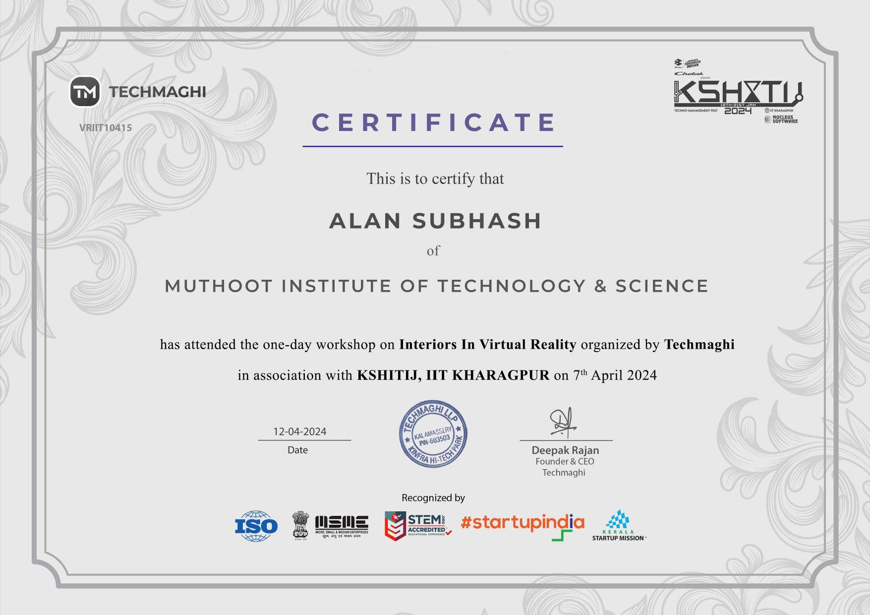 Techmaghi Certificate