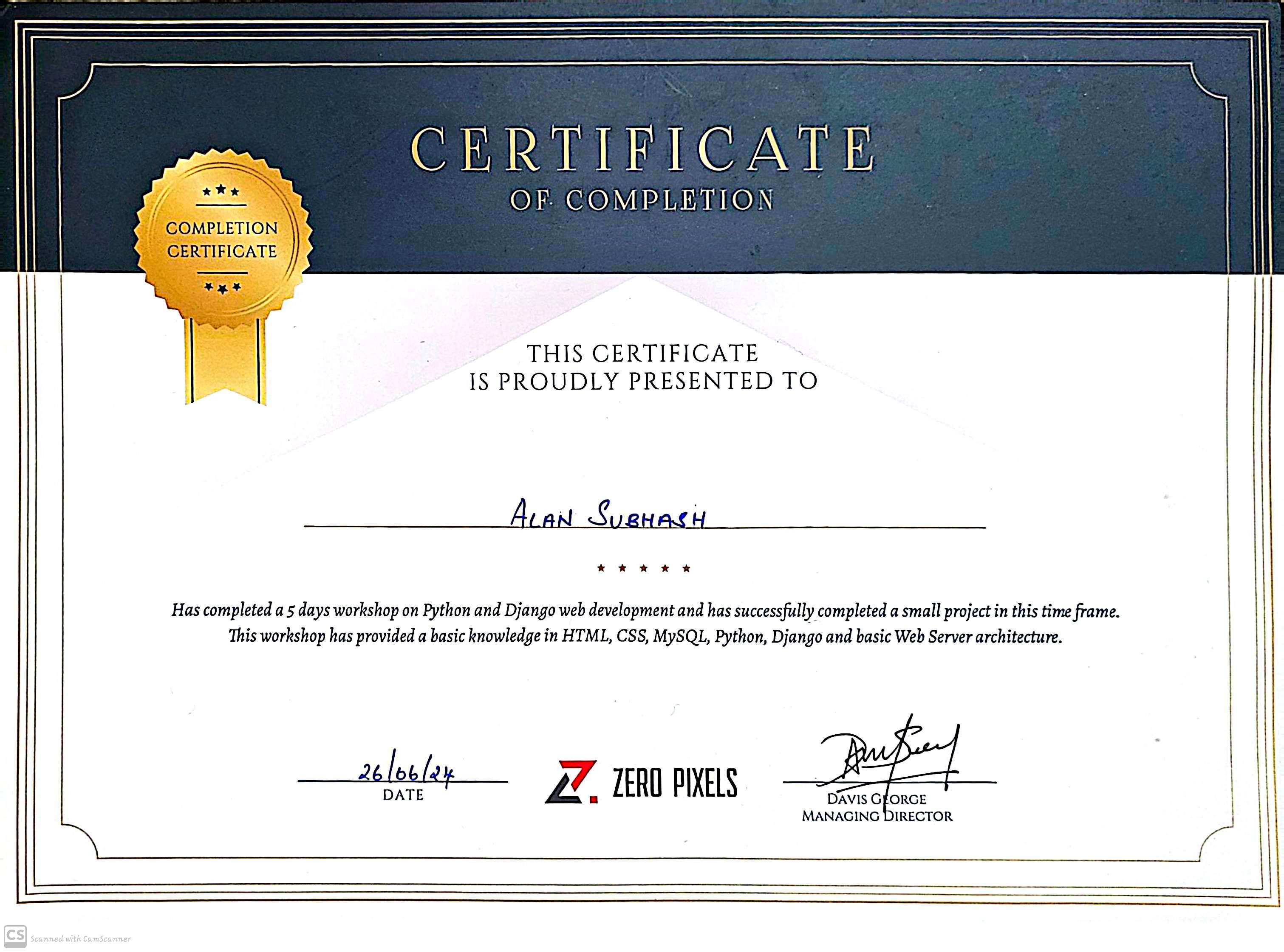 Workshop Certificate